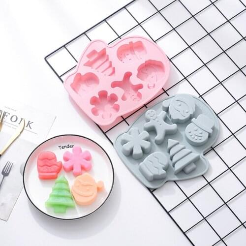 Christmas Tree Snowman Snowflake Silicone Chocolate Cake Gypsum Mold Baking Tools DIY Soap Molds Christmas Party Supplies