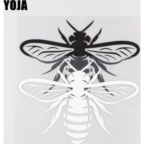 YOJA 15.1×10.6CM Cartoon Animals Vinyl Decal Cool Bee Pattern Car Stickers Black/Silver 19C-0202