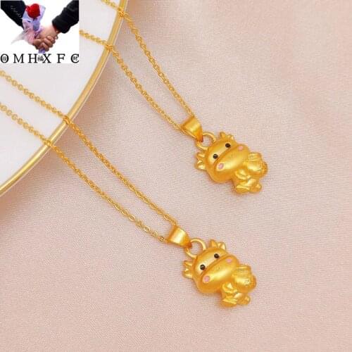 OMHXFC Jewelry Wholesale YM1453 European Fashion Fine Woman Girl Party Birthday Wedding Gift Cattle OX 24KT Gold Pendant Charm