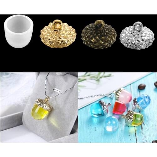 1 Set Acorn Type Resin Silicone Molds Necklace Pendants Cap Holder UV Epoxy Mold for DIY Crafts Resin Jewelry Making Accessories