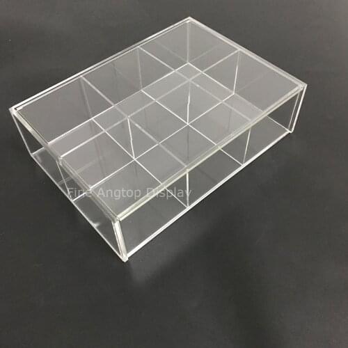 1pcs Handmade Acrylic Storage Boxes With Lids 6 Compartment Packaging Transparent Craft Organizer Jewelry Accessories Display
