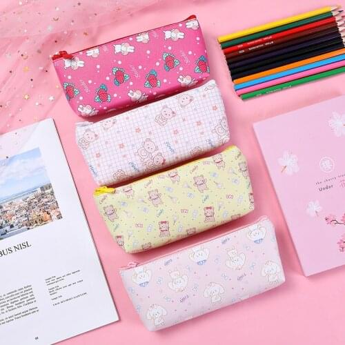 1pcs Kawaii Pencil Bag Cute Cartoon Bear Rabbit Pencil Pouch Stationery Accessories Organizer School Supplies Cute Pencil Pouch