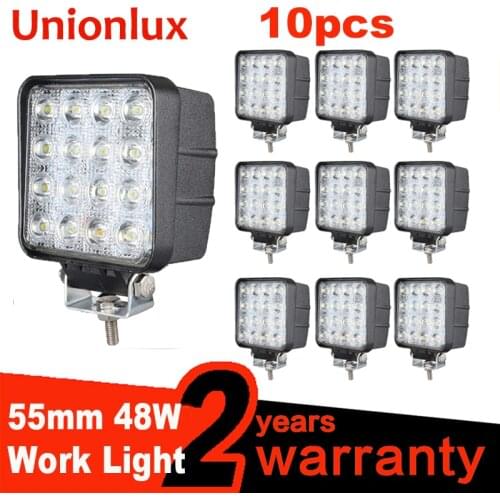 10Pcs 48W Square Bright LED Spotlight Work Light Car SUV Truck Driving Fog Lamp for Offroad SUV ATV Flood LED Working Light