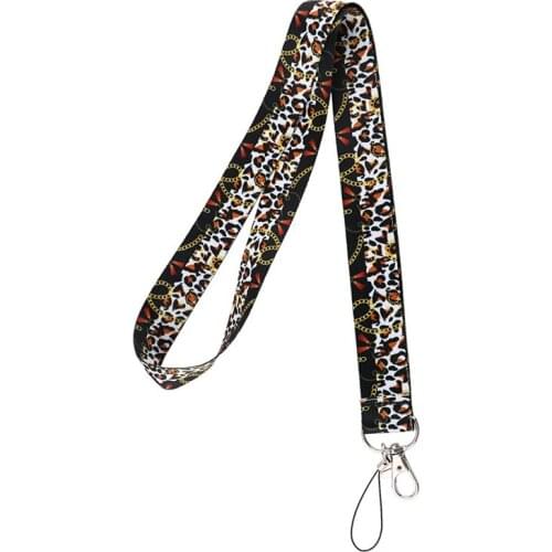 10pcs Leopard Hip Hop Rock Neck Strap Lanyards ID badge card holder keychain Mobile Phone Strap Gift Ribbon webbing necklace