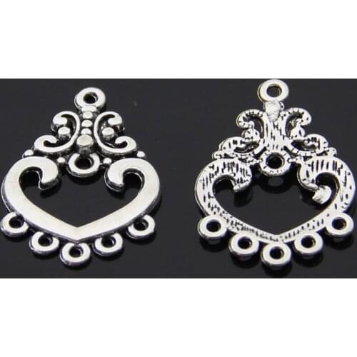 100pcs Vintage Heart-shaped Multi-ring Connector Charm For Manual Making Earrings/Bracelets/necklace Diy Jewelry Accessories