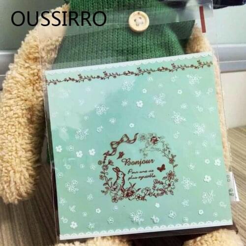 10x10CM 50PCS Christmas Gingersnap Biscuits Cookies Packaging Bags Kawaii Rabbit Kids Gifts Bags Plastic Candy Cake Packing Bag