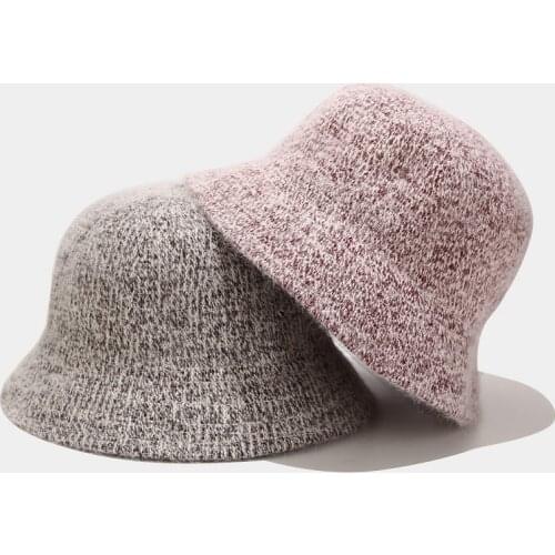2021 Winter 30% Rabbit Fur Hat Fashion Elegant Bucket Hat Vintage Knitted Fisherman Hats Casual Hip Hop Caps For Women