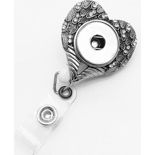 Badge Reel ID holder, retractable badge holder love wing interchangeable snap jewelry fit 18mm 20mm snaps NE6538 BOBOSGIRL