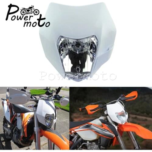 White Supermoto Motorcycle Headlight Headlamp Dual Sport Dirtbike Off Road Motocross Head Light Mask For SMR EXC SX YamahaWR