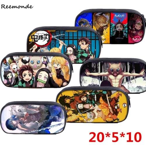 Demon Slayer Kimetsu no Yaiba Pencil Case Canvas Zipper Bag Cosplay Girls Travel Storage Bags Tanjirou School Pen Box Kids Adult