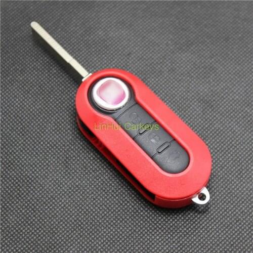 PINECONE for FIAT 500 PANDA PUNTO BRAVO Car Key Case 3 Buttons Uncut Brass Blade Remote Key Pure Red ABS Shell 1PC