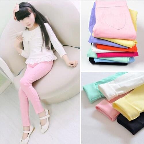 Spring Summer Girl Pants Candy Color Cotton Girl Leggings Children Kids Pants Slim Pencil Pants for Girl Age 3-10T