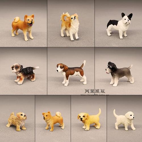 Cute Pet Dog Animals Model Schnauzer Chihuahua Bulldog Beagle Bonner Mountain Action Figure Figurine Toys Miniature Accessories