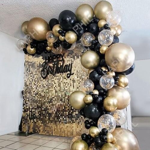 121pcs Black Gold Balloon Garland Chrome Gold Confetti Ballons Arch Adult 30th Birthday Decor Wedding Baby Shower Party Supplies