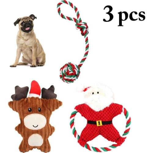 3pcs/Set Christmas Dog Toy Bite Resistant Dog Teething Toy Pet Chew Toy For Puppy Pet Supplies Dogs Favors