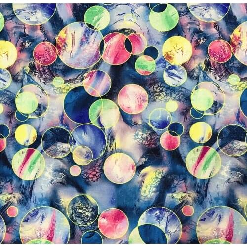 Graceful Colorful Round Abastract Patterns Printed Cotton Fabric 50x105cm Fabric Patchwork Cloth Bag Boy shirt bedding mask