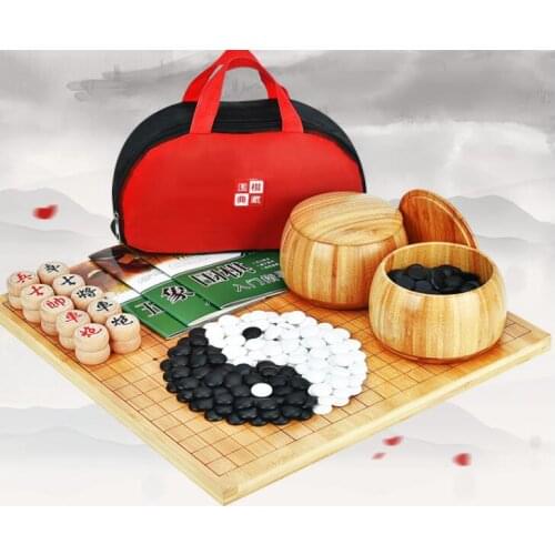 Chinese Go chess board set for children five-finger chess solid wood portable chinese chess black and white chess pieces