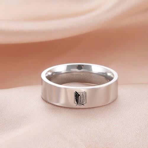 COOLTIME Attack on Titan Masonic Stainless Steel Ring Wings Of Liberty Flag Finger Rings For Men Women Jewelry Anime Fans