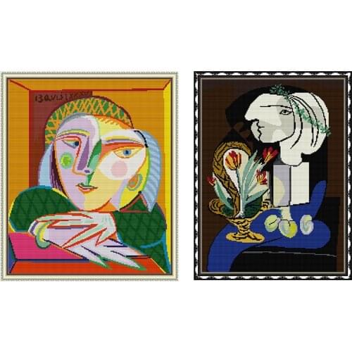 Cross Stitch Kits Embroidery Needlework Stamped Woman By The Window 11CT 14CT Counted Printed Fabric Decor Art Sewing Gifts Sets