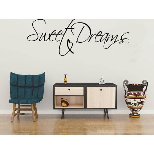Bedroom Wall Stickers Sweet Dreams Quote Wall Decals Vinyl Interior Home Design Decor Couple Room Marriage Room Murals DW7117