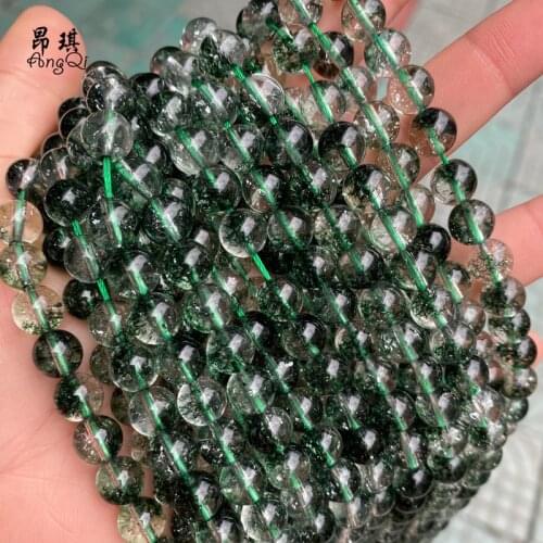 Natural Green Crystal Crackle Phantom Ghost Crystal Round Loose Beads 4 6 8 10 12mm Pick Size For Jewelry Making DIY Bracelet