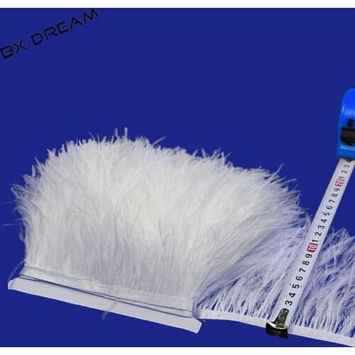 5meters10meters beautiful10-15cm width white ostrich feather trim skirt DIY costume wedding needlework feathers for crafts