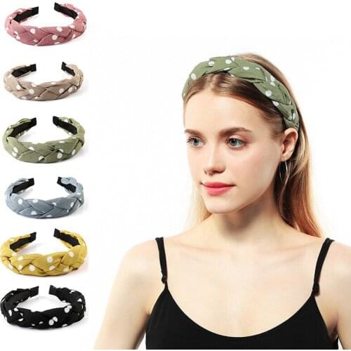 Fabric Cross Braid Polka Dot Hair Hoop Jewelry Wide-brimmed Hair Accessories Cute Womens Headband Hairband