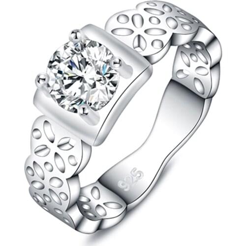 Charm women 925 Sterling Silver Rings jewelry trendy noble fashion beautiful zircon crystal Ring For women lady wedding cute