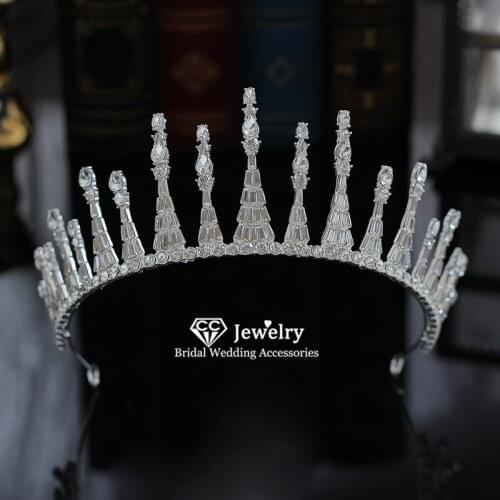CC Hairband Crown Tiara Headband Wedding Hair Accessory for Women Luxury Jewelry Party Hairwear Princess Crowns CZ Stone xy428