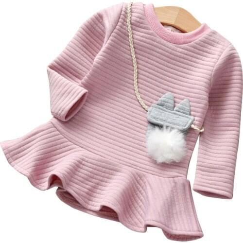 Long Sleeve 1 2 3 4 5 Years Girl Baby Dress Toddler Christening Dresses Autumn Winter Girl Casual Clothes Cute Vestido Infantil