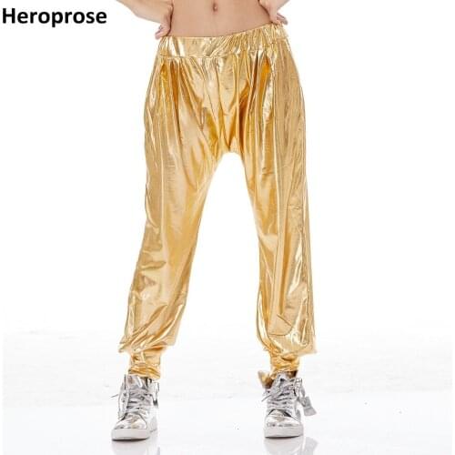 New Fashion Kids Adult Hip Hop Harem Pants Dance Stage Performance Wear Sweatpants Loose Bright Paillette Baggy Jazz DS Trousers