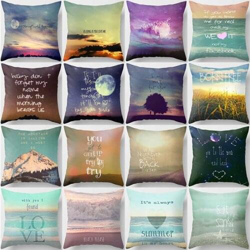 Various styles of english alphabetic sentences pillow cases short velvet high quality square thick pillow case covers 45cmby45cm
