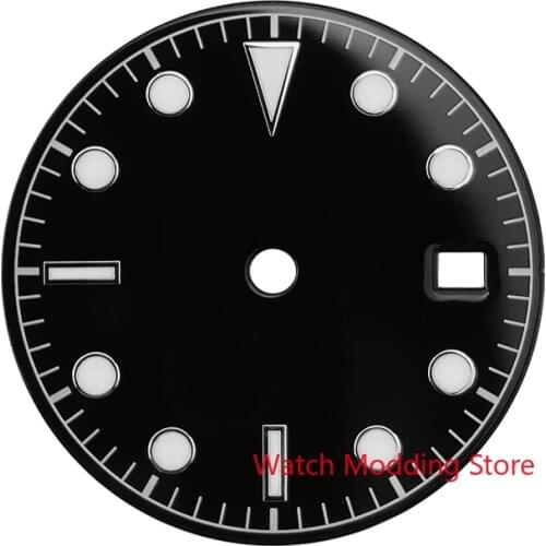 Blue Lume 29mm Sterile Watch Dial Parts Enamel Black White/Yellow Bay Style For ETA2824 Miyota8215 DG2813 Seagull ST2130 Mov't