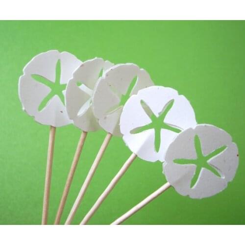 Stardust White Sand Dollar cupcake toppers Wedding Food Picks Bridal baby shower Bachelorette birthday party muffin decorations
