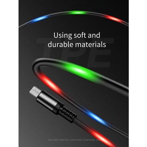 Voice Control LED Cable 2A LED USB Cable Micro Fast Charging Data Cable Charger Dropship For Android Mobile Phone
