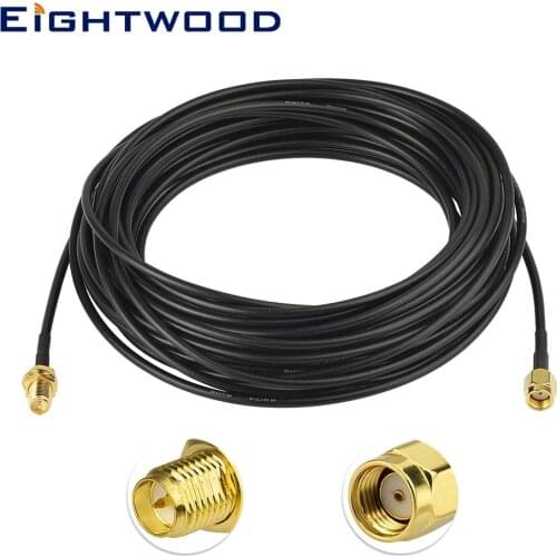 Eightwood RP-SMA Male to RP-SMA Female Bulkhead RG174 WiFi Antenna Cable 5m for USB WiFi Adapter WiFi Router Booster IP Camera