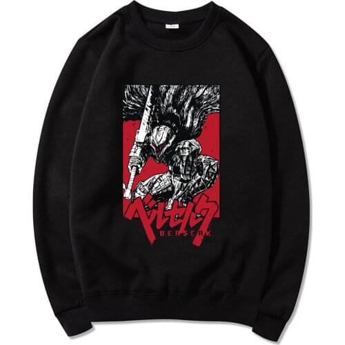 Funny Unisex Super Casual Sweatshirt Men Spring Autumn Pullover Japanese Anime Berserk Print Hoodie Male Harajuku Sweatshirt