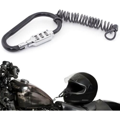 Security Reminder Rope Helmet Lock Coiled PVC Steel Security Cable Anti-Theft Tether Black Motorcycle Bicycle Scooter Quad