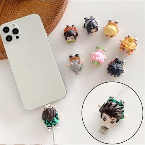 Demon Slayer Charging Cable Protector Cover Phone Data Lines Anime Cartoon Portable Protective Cases for Phone USB Cable