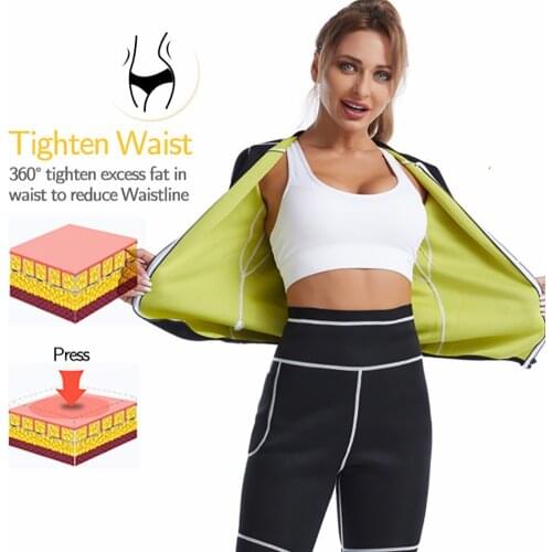 Women Long Sleeve Neoprene WaistTrimmer Sauna Suit Fitness Corset Breathable Abdomen Increase Sweating Burning Fat