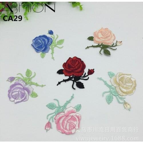 10 PCS 8.5X8.6CM Multicolor optional lace rose flower applique patch embroidered stage cheongsam clothes diy accessories LP-CA29
