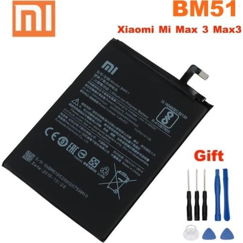100% Orginal Xiao mi Phone Battery BM51 5500mAh Battery For Xiaomi Mi Max 3 Max3 BM51 High Quality Replacement Batteries +Tools