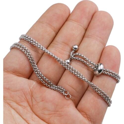 2pcs Stainless Steel Adjustable Slider Necklace Chain Jewelry Making DIY Loops Connector Pendants Material Findings Supplies
