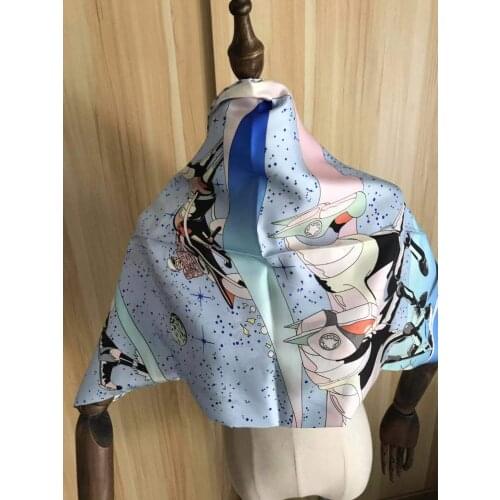 2020 new arrival fashion elegant classic 100% silk scarf 90*90 cm square shawl twill wrap for women free shipping