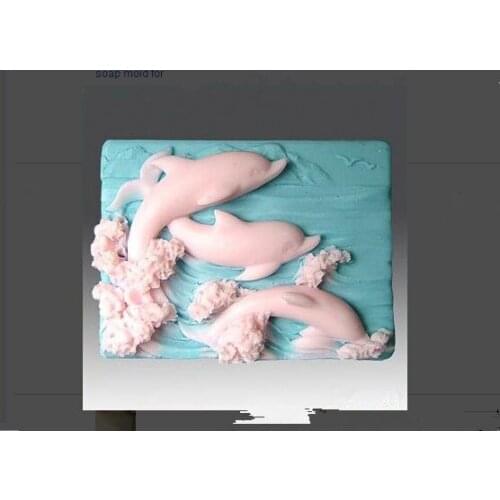 3D Soap Mold Silicone Fondant Cake Mold Dolphin Silicone Mold Animals Mold Handmade Soap Making Moulds Silicone Rubber PRZY 001