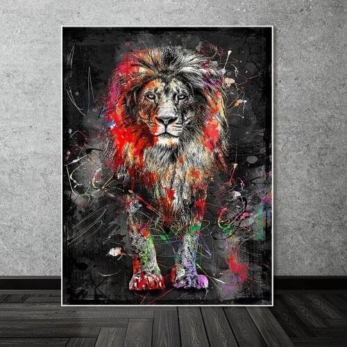 Abstract Lion Canvas Art Posters and Prints Graffiti Art Animals Paintings on the Wall Art Decor Pictures For Living Room Cuadro