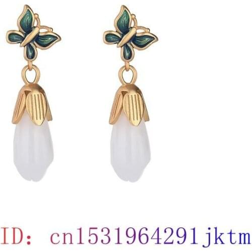 White Jade Flower Earrings Fashion Gemstone Amulet Gifts Chalcedony 925 Silver Jewelry Women Crystal Natural Charm Zircon