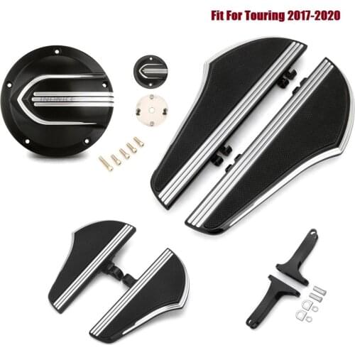 Black Defiance Rider Passenger Footboard Kit For harley Derby timer cover CVO Limited FLHTKSE 2017-2019 Street Glide FLHX