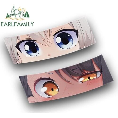 EARLFAMILY 15cm x 5.5cm Cartoon Anime Girls Eyes Slap Car Sticker Vinyl Rear Windshield Trunk Decal JDM Classic Peek Stickers