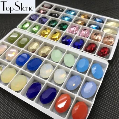 Big Slae Price K9 Crystal Glass 13x18mm Oval Rhinestone Opal Colors Cobalt Snow White OPal fancy stone Mixed